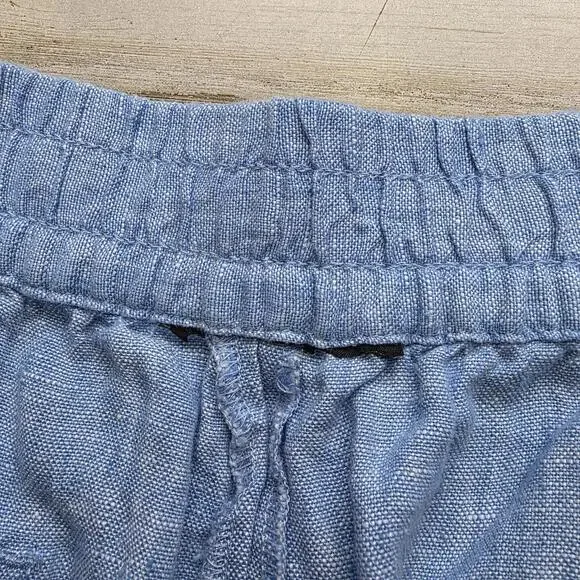 Talbots Pants Womens XL Blue 100% Linen Drawstring Elastic Waist Cargo Pocket - Picture 3 of 8